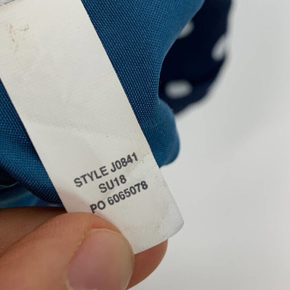 J Crew Size XS Printed Polka Dot‎ Flutter Sleeve Dress Navy Blue Ruffle J0841 - Picture 10 of 10